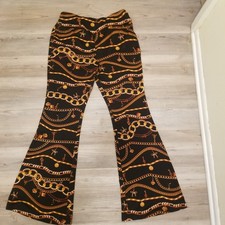 No Boundarie Black and Gold chain design high Rise Flare bottom legging pants L
