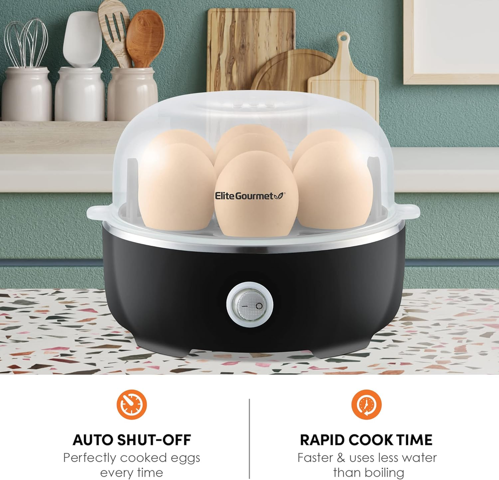 Elite Gourmet EGC115B Easy Egg Cooker Electric 7-Egg Capacity, Soft, Medium, Har Elite Gourmet EGC115B Easy Egg Cooker Electric 7-Egg Capacity, Soft, Medium, Har