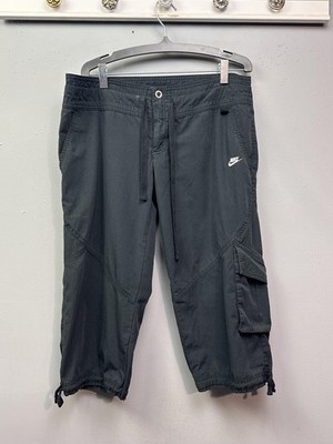 Nike Cargo Capri Pants Mens Medium Black Drawstring Athletic