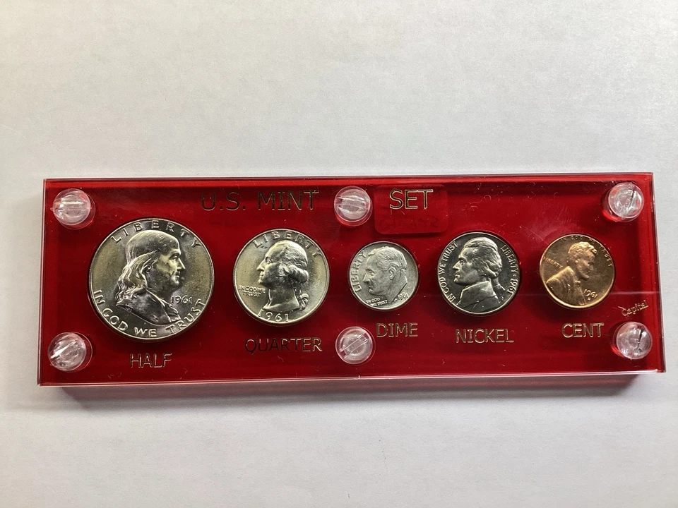 1961 D only US Mint Uncirculated Silver Set In Capital Holder 09092570ra - Image 3 of 4