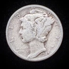 90% Silver - 1945 Mercury Dime Circulated Junk Silver US Coin - A1-23