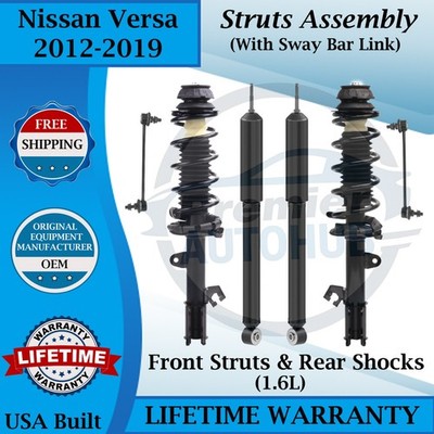 Monroe OEM Front Strut W/Sway Bar Links & Rear Shocks For 2012-2019 Nissan Versa