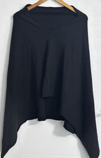 CF Cashmere 100% Kaschmir Poncho Schwarz Einheitsgröße