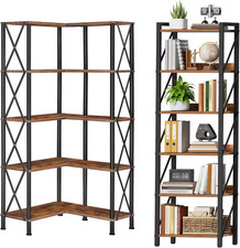 Stylish 5-Tier L-Shaped  6-Tier Industrial Bookshelf Bundle for Home  Office