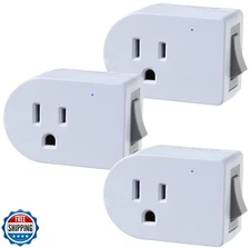 Fosmon Grounded Outlet Switch, ON/Off Switch (3 Pack), 3 Prong Plug in Electr