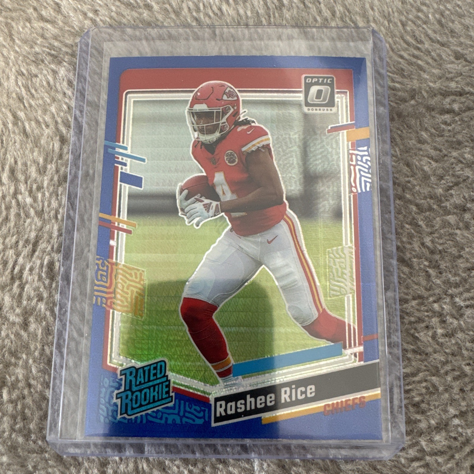 RASHEE RICE 2023 Donruss Optic Blue Hyper Prizm Rookie Card (RC) #257 KC Chiefs