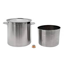 55 QT Stainless Steel Seafood Boil Pot With Basket Heavy Duty Cooking Pot W/ Lid
