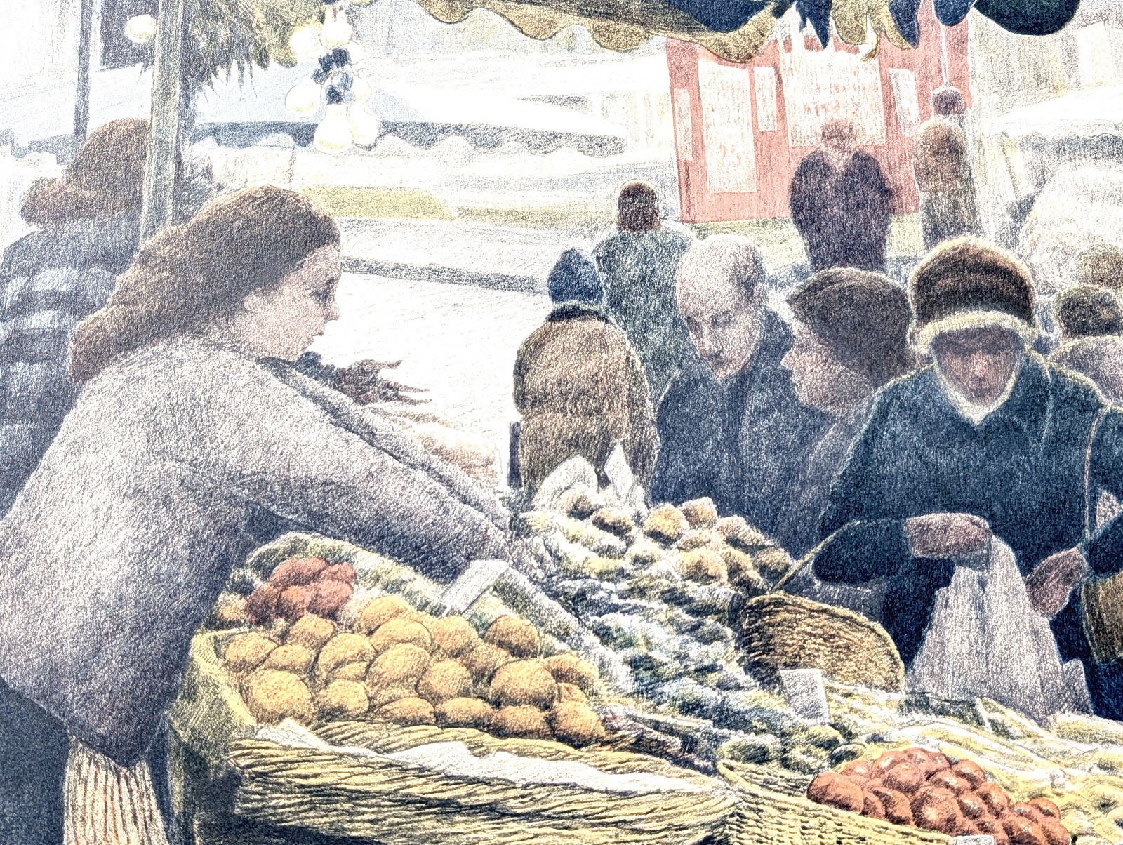 Harold Altman Color Lithograph Poster 'Market, Rue Mouffetard' Print by Mourlot