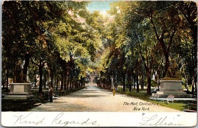The Mall Central Park New York Postcard Mailed 1905 Addressed to Plainfield NJ