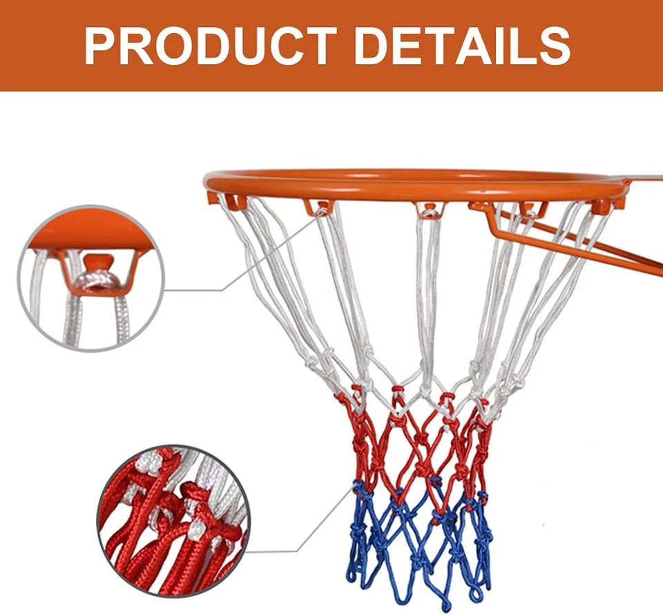 Rete Da Basket Professionale, Rete per Canestro Basket, 2 Pezzi Rete Da Canestro - Immagine 4 di 4