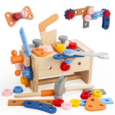 Totatatree Wooden Kids Tool Set, 38PCS Educational STEM 36Pcs, Multicolor