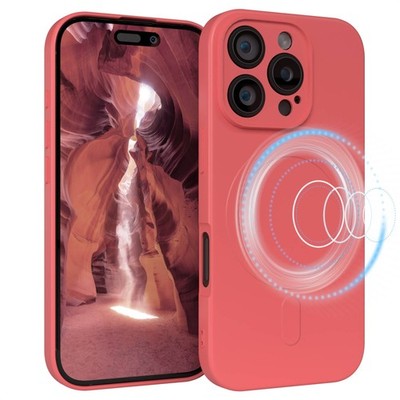 Silikonhülle magnetisch für Apple iPhone 16 Pro Magnet TPU Bumper in Hell Rot
