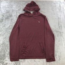 Abercrombie Fitch Hoodie Mens Medium Maroon Muscle Fit Lightweight Logo LS