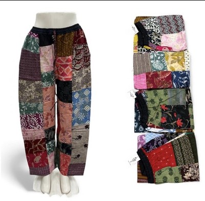 10 Women's Casual Patchwork Elastic Waist Side Pocket Pants Wholesale Mix Lot