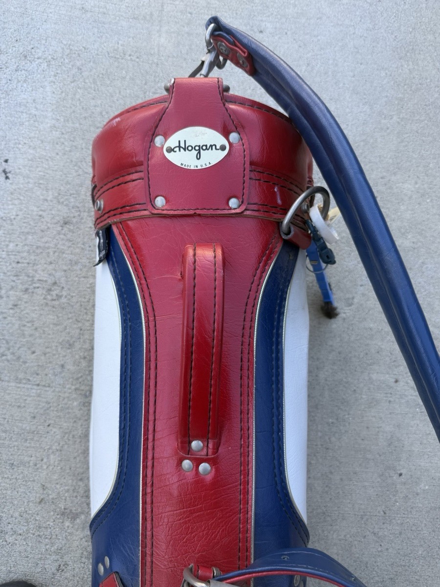 Ben Hogan Vintage Leather Golf Club Bag Red, White Blue Limited