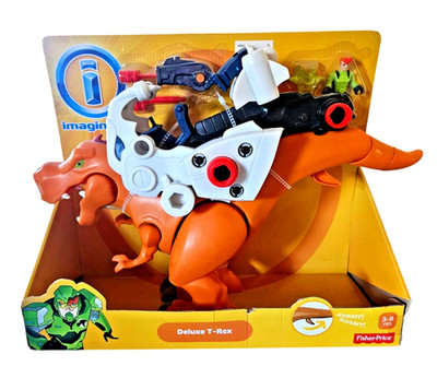 Imaginext Deluxe T-Rex Dinosaur w/ Armor & Projectile Launcher Plus Figure BFT46