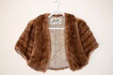 Vintage 40s 50s King's Bristol Real Mink Fur Stole Brown Old Money Glam Bridal
