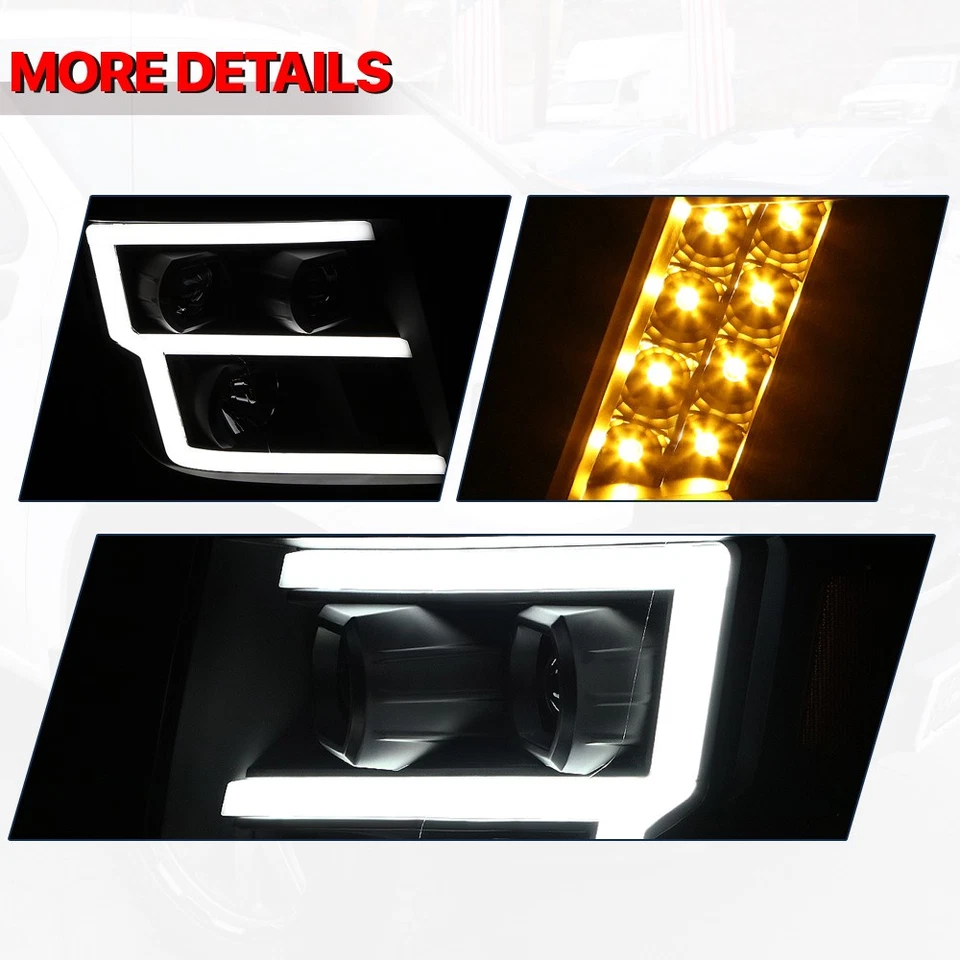 Black Clear E-Style LED DRL Projector Headlight Lamps for 16-24 Nissan Titan XD - Image 4 of 4