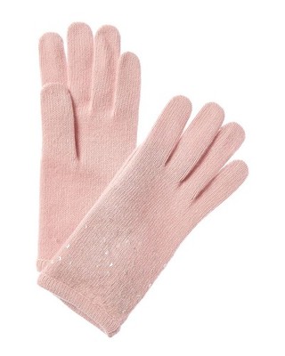 Portolano Sequins Cashmere Gloves Women's Pink