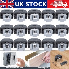 Push Button Catch Lock Latch Knob Drawer Door Cabinet Camper Handle Lock Chrome