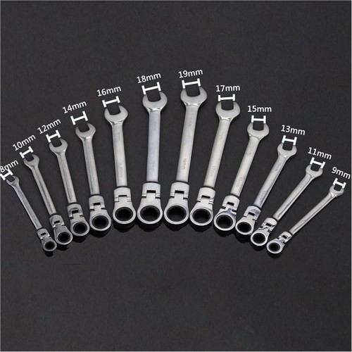 Ratcheting Wrench Set 12Pcs Chrome Vanadium Steel 8-19mm Flexible Head And HOT - Picture 6 of 7