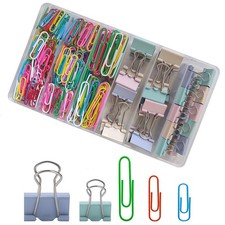 284 PCS Office Clips Set Small Medium Large Binder Clips and Paper Clips Colo...