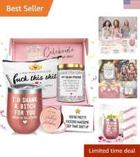 Elegant Gift Box: Rose Gold Tumbler, Lavender Candle & Makeup Pouch for Women