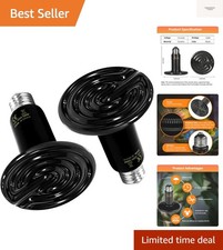 Reptile Heat Lamp 100W 2-Pack Ceramic Heat Emitter, No Light Emitting Heat Bu...