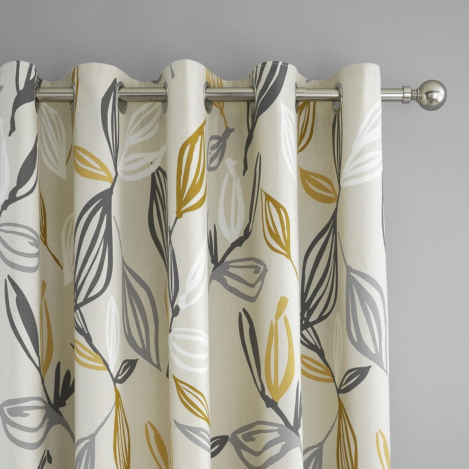 Fusion Ensley 100% Cotton Pair Eyelet Curtains Ochre 46"" Width 72"" Drop