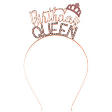 Rose Gold Birthday Queen Headband - Girls  Women Princess Crown Tiara - Rhinest