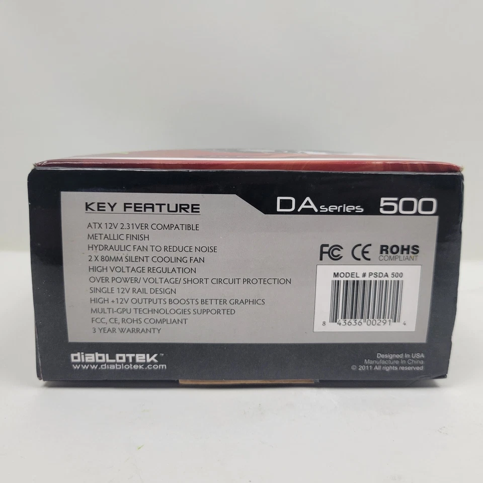 Diablotek DA Series 500 Watt ATX Power Supply PSDA 500 - Image 3 of 4