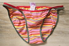 NWT Vintage Victoria's Secret PINK Stripe Cotton Double String Bikini Panties XS