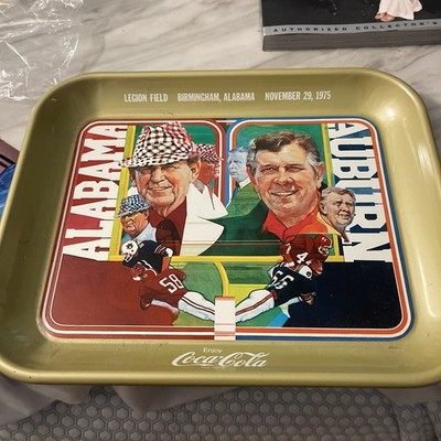 Vintage Coca Cola Bear Bryant Shug Jordan Alabama Auburn Commemorative Tray 1975