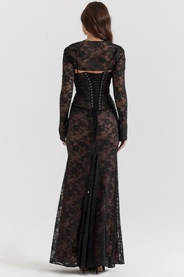 HOUSE OF CB 'Artemis' Black Lace Maxi Dress/Size L-US(P)8-10/QA6588 | eBay