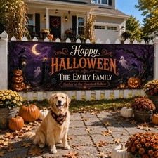 Personalized Halloween Banner, Custom Family Name Banner