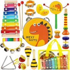 Kids Musical Instruments Set - Wooden Percussion Instruments Toy for Toddler Bab