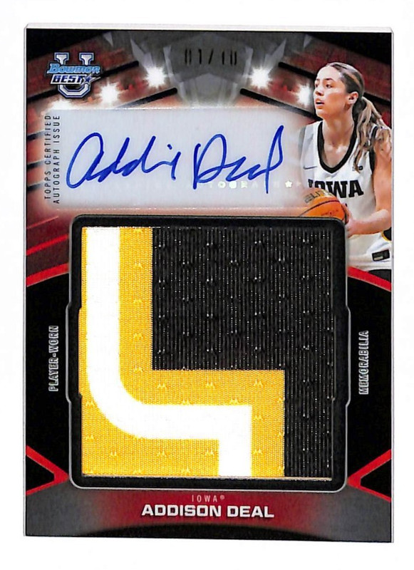2026 BOWMAN BEST U ADDISON ADDIE DEAL ROOKIE AUTO JUMBO PATCH LOGO #D 1/10