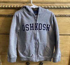 OshKOsh B'Gosh Boys Full Zip Logo Hoodie With Pockets Gray Youth Size 8