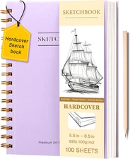5.5" X 8.5" Sketch Book, Small Sketchbook for Drawing, 100 Sheets(68 Lb/100Gsm) 
