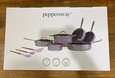 13-Piece Non-Stick Ceramic Cookware Set/10 Pcs-Cookware 3 Pcs-Utensils Lavender