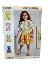 Simplicity D0912 Girls Dress Sewing Pattern Size 3-8 Ruffle Design