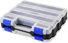 Small Parts Organizer Storage Case Tools Box 34-Compartments Double Side Organ