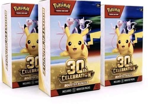 3x Pokemon 30th Anniversary Booster Bundle Factory Sealed PKC Celebrations