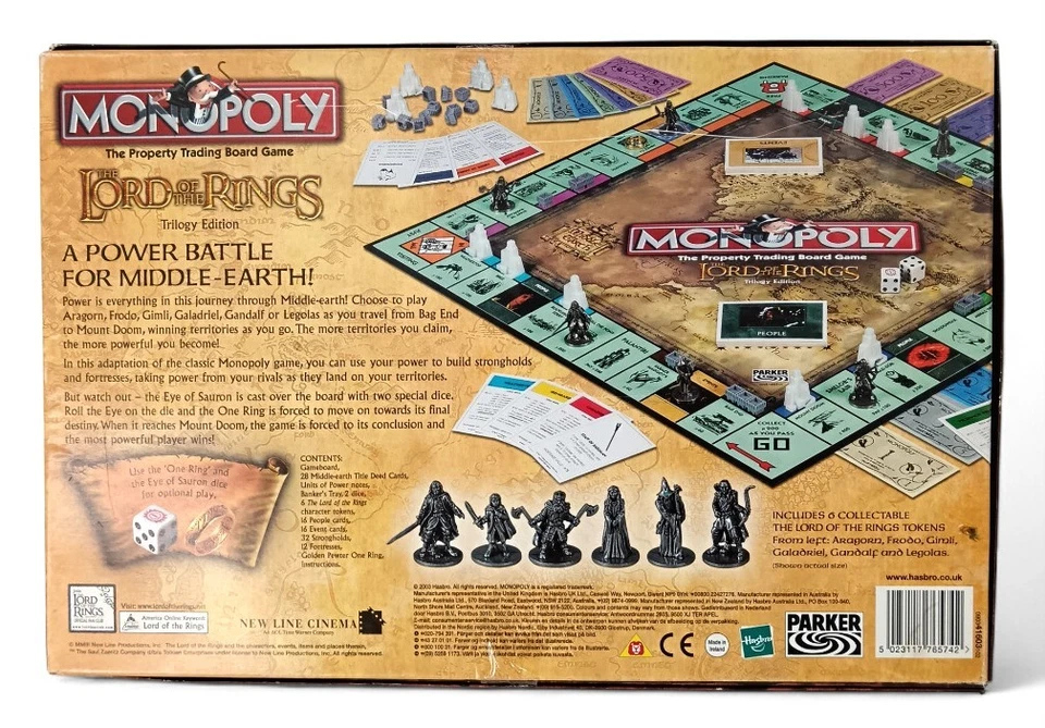 Monopoly Lord of the Rings Trilogy Edition 2003 Board Game Hasbro *Missing Ring* - Image 4 of 4