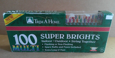 TRIM A HOME Super Brights Heavy Duty Multicolor String 100 Lights Flashing