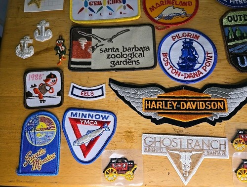 Vtge MIXED PATCH LOT Of 25 EMBro PATCHES Harley Davidson, YMCA, Marineland, Misc - Picture 3 of 8