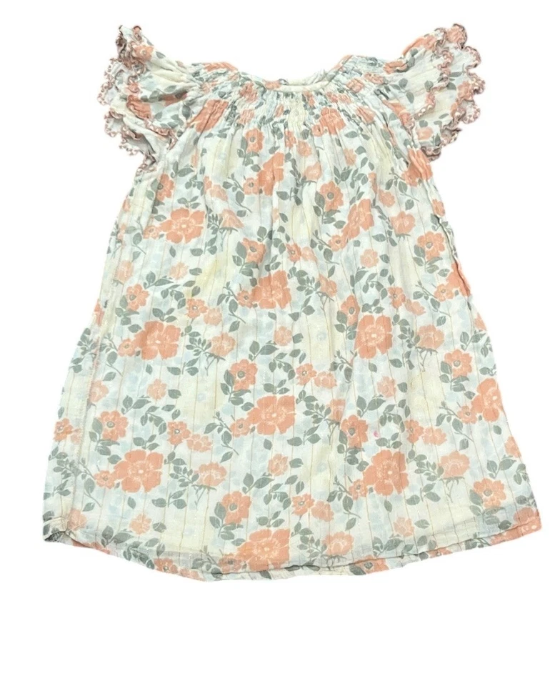 VESTIDO LOUIS LOUISE ROSA VINTAGE FLOR FLORAL AJUSTADO MANGA ACAMPANADA TALLA 4 Foto 2 de 4