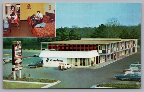 Econo-Travel Motor Lodge, Straßenblick & Zimmer, Richmond, VA. Postkarte TS-102