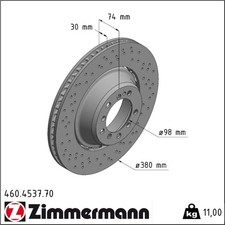 Zimmermann 460.4537.70 Bremsscheibe für PORSCHE 911 CAYMAN 718 991 992 981 982
