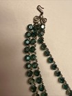 Vintage 3 Strand Green AB Glass Prong Set Open Back Prong Set Necklace — photo 5